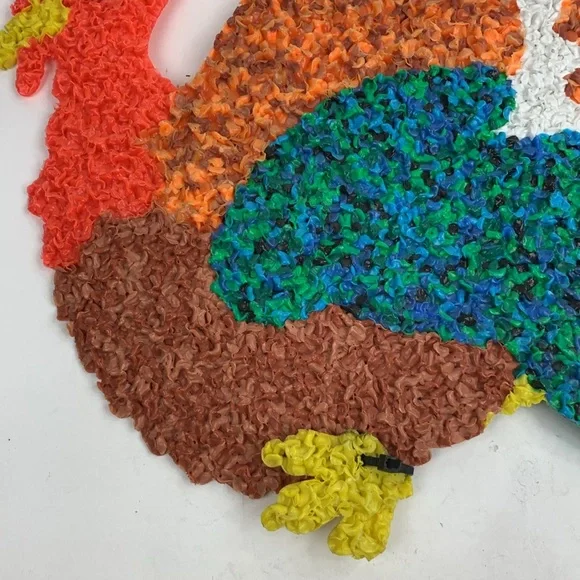Vintage Melted Popcorn Wall Decoration Thanksgiving Large Turkey Collectible